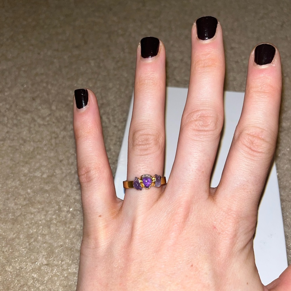 Great Condition Gold Plated Amethyst Stone Ring -Size 7 and never been worn